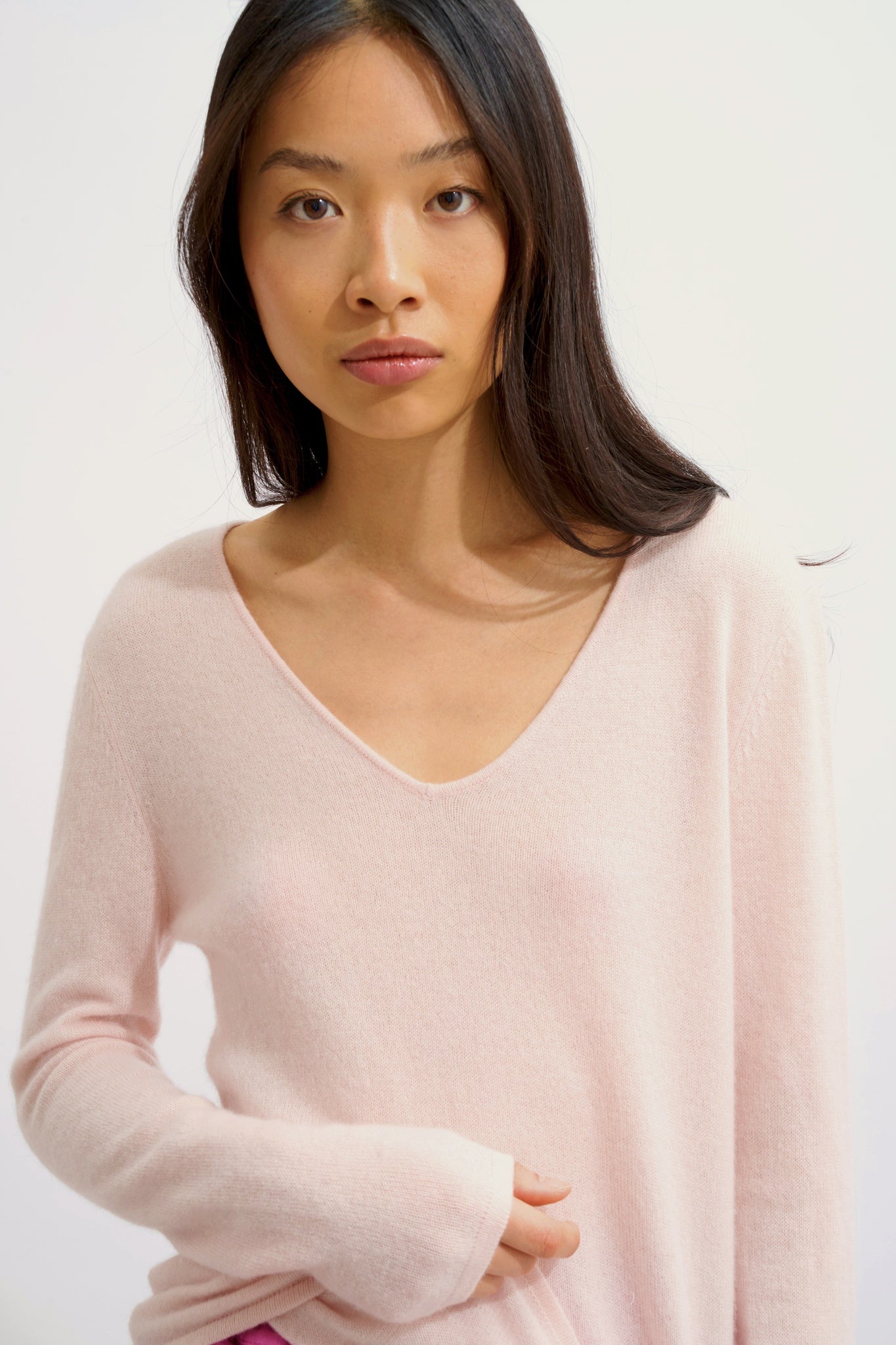 GALISE pull col v poudre 100% cachemire