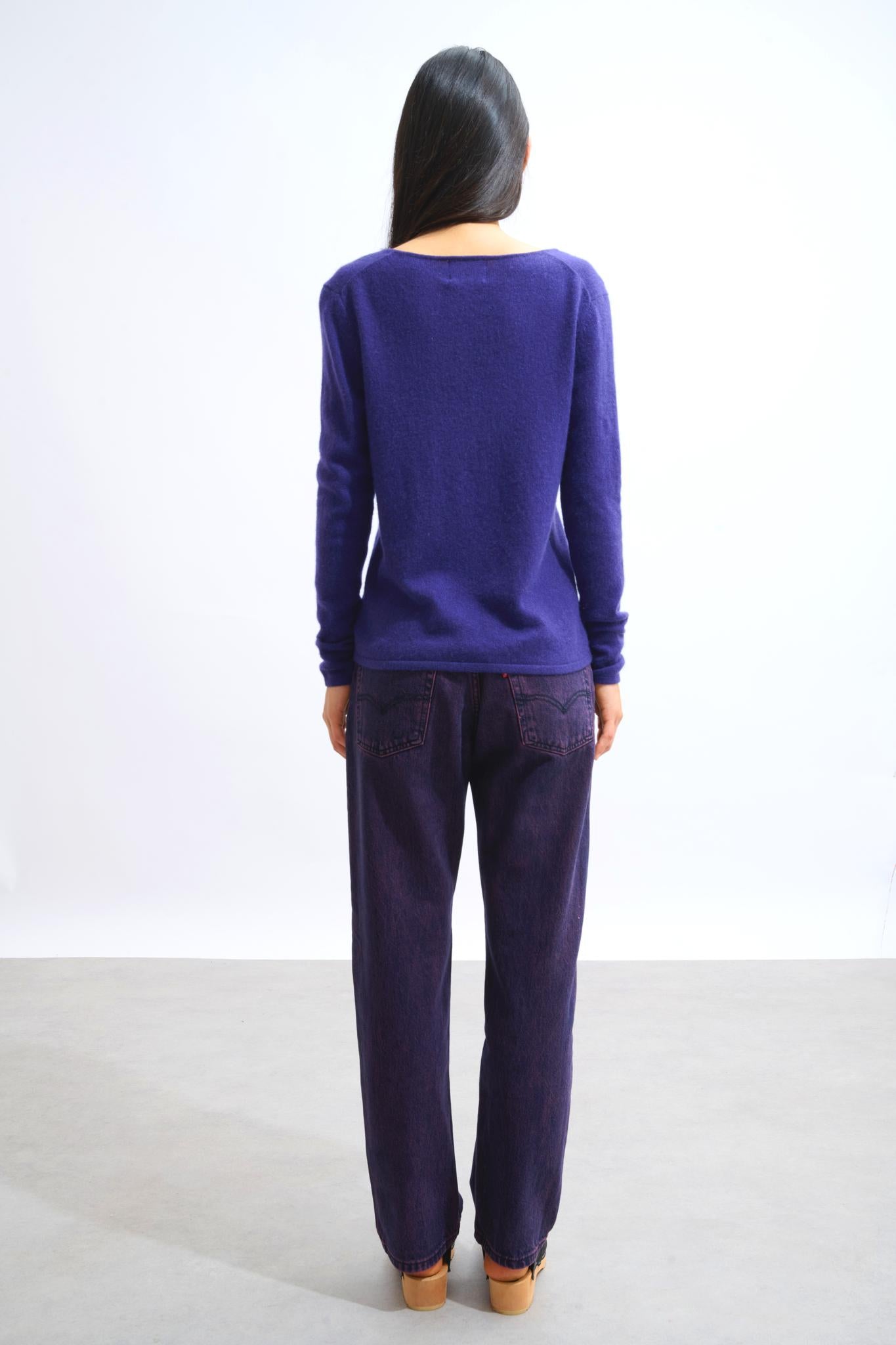 GALISE v-neck sweater purple 100% cashmere