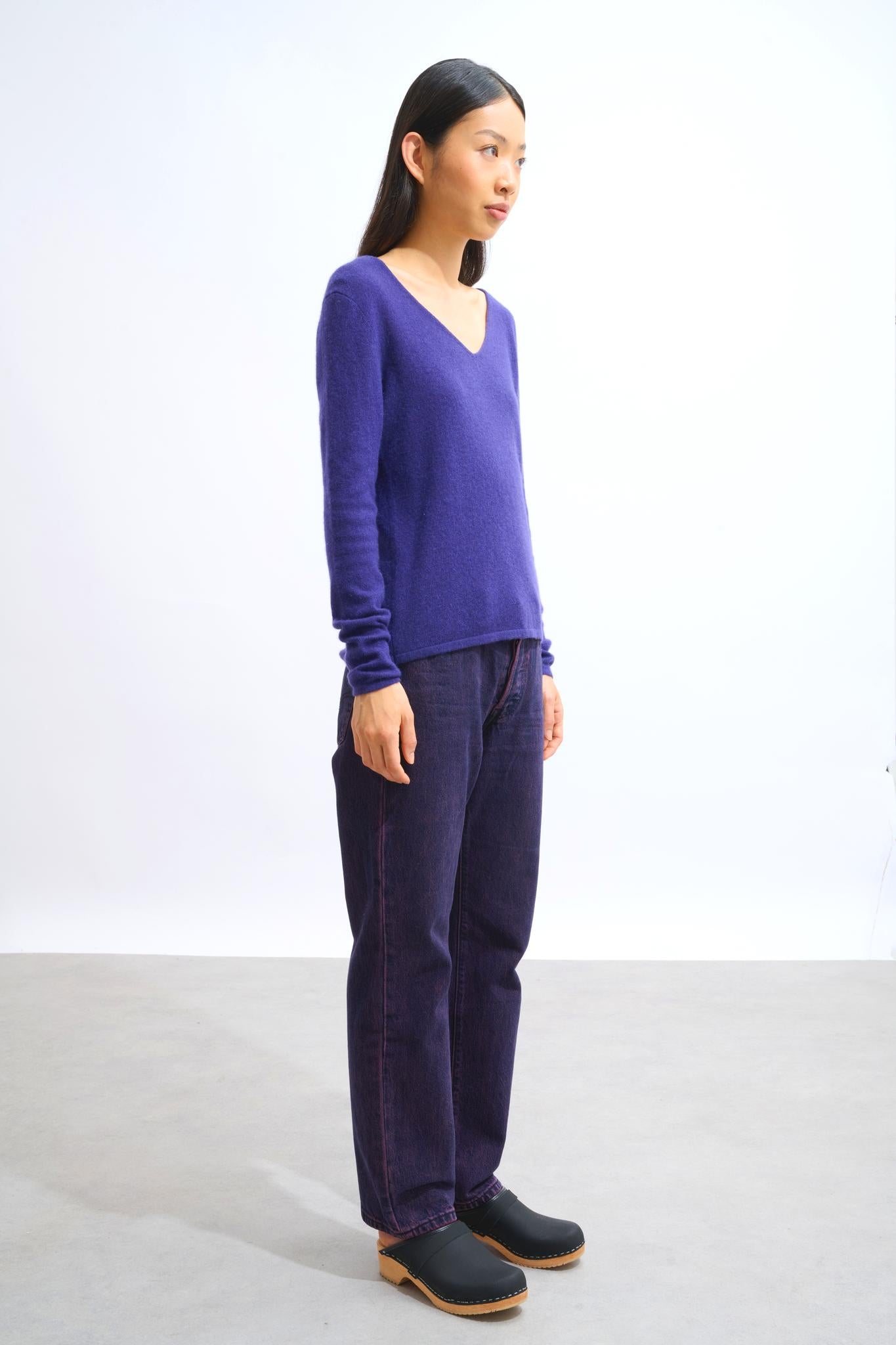GALISE v-neck sweater purple 100% cashmere
