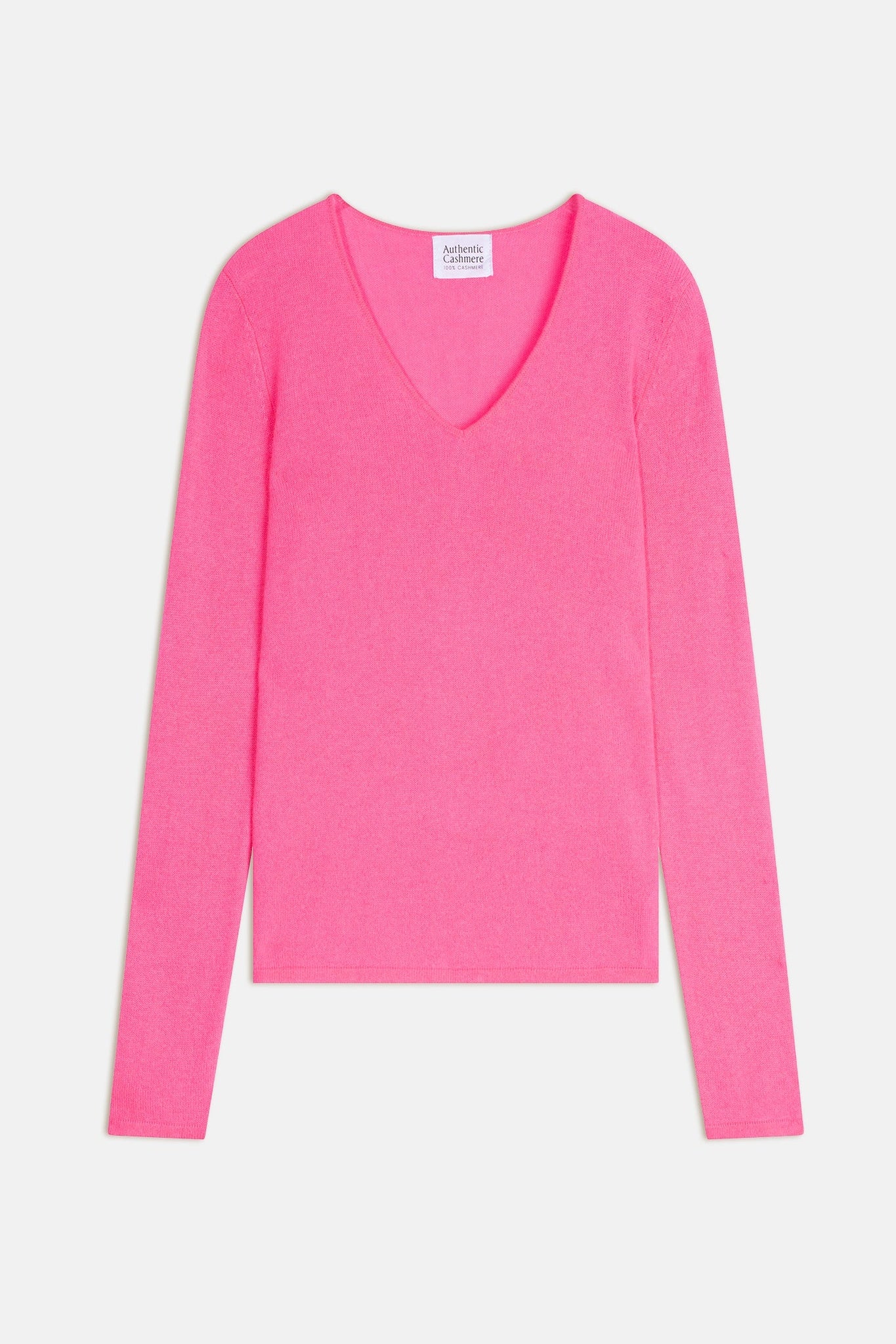 GALISE Pullover mit V-Ausschnitt in Neonpink aus 100% Kaschmir