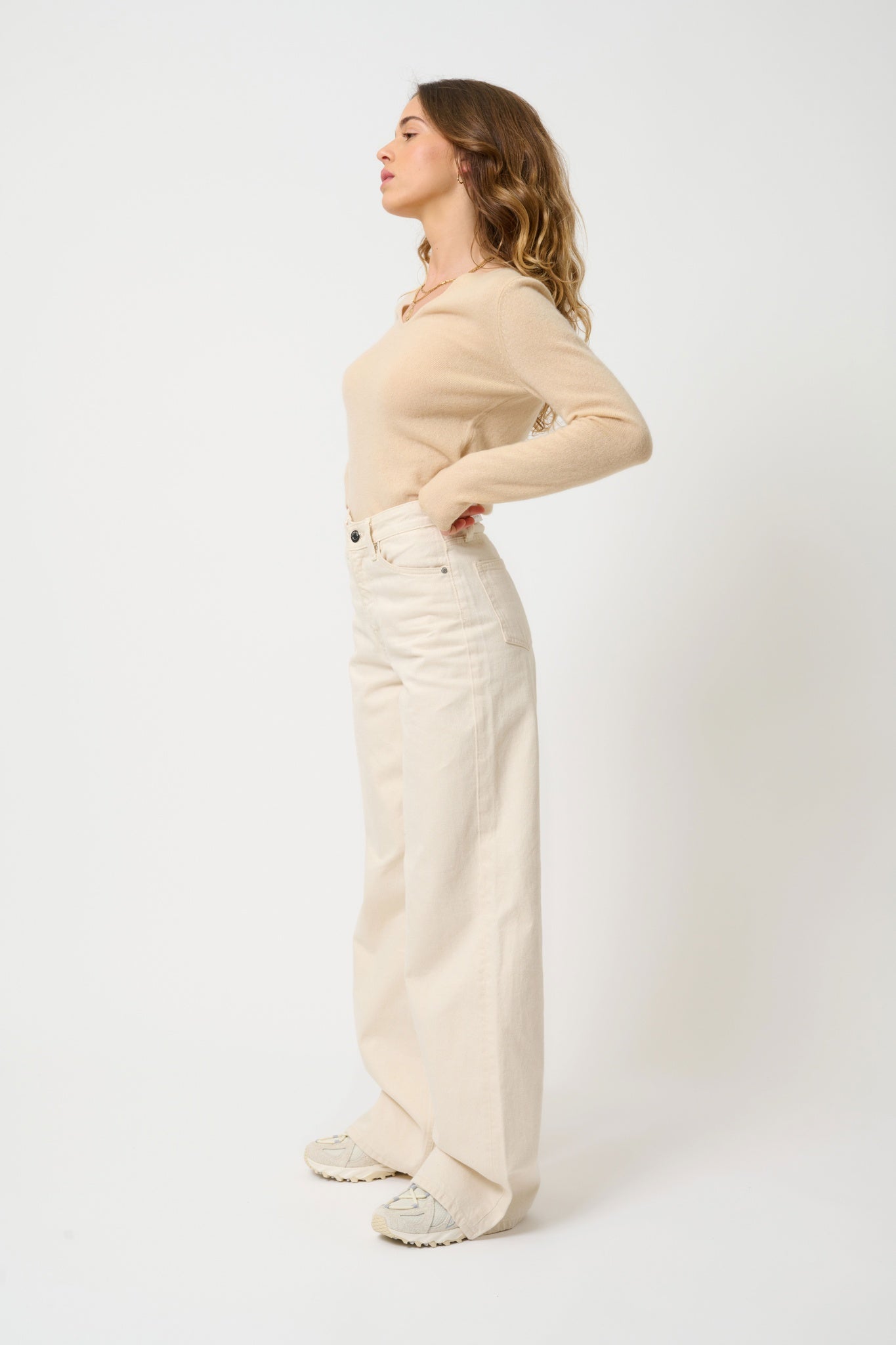 GALISE pull col v sable 100% cachemire