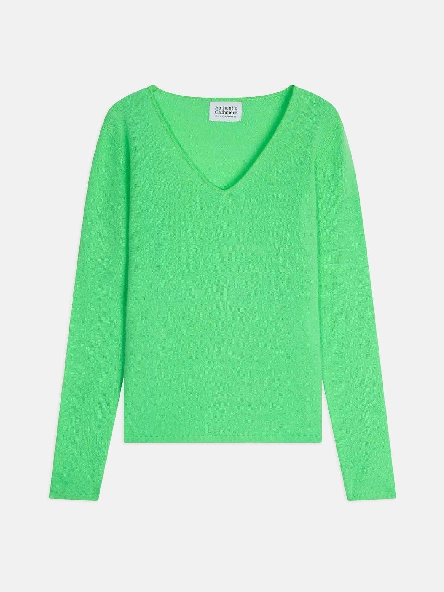 galise pull col v vert fluo 100% cachemire