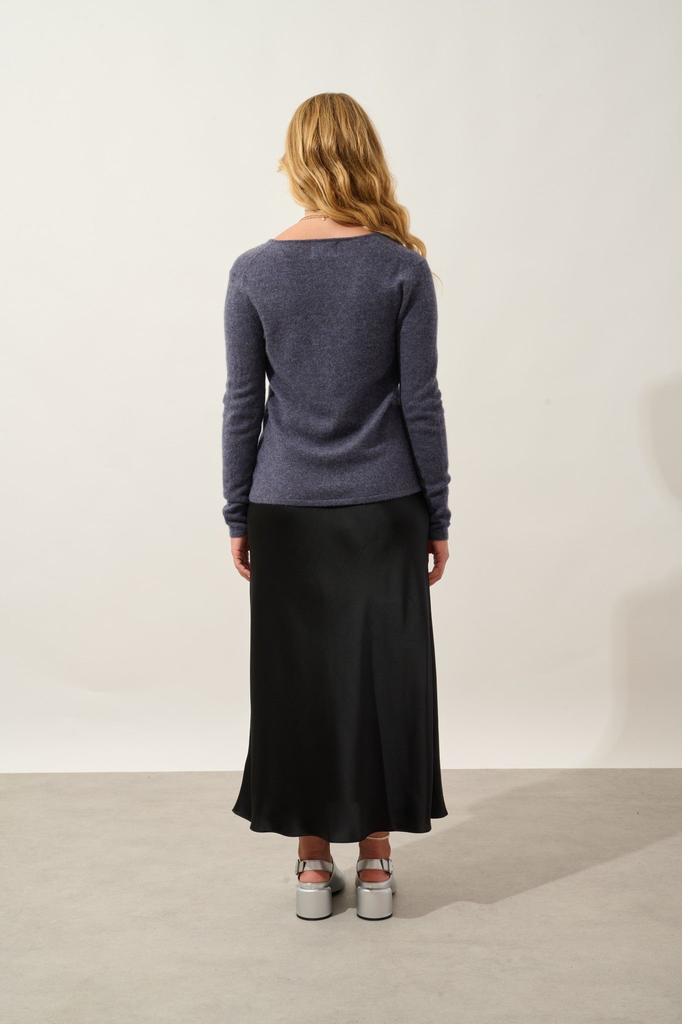 galise pull col v violet gris chiné 100% cachemire