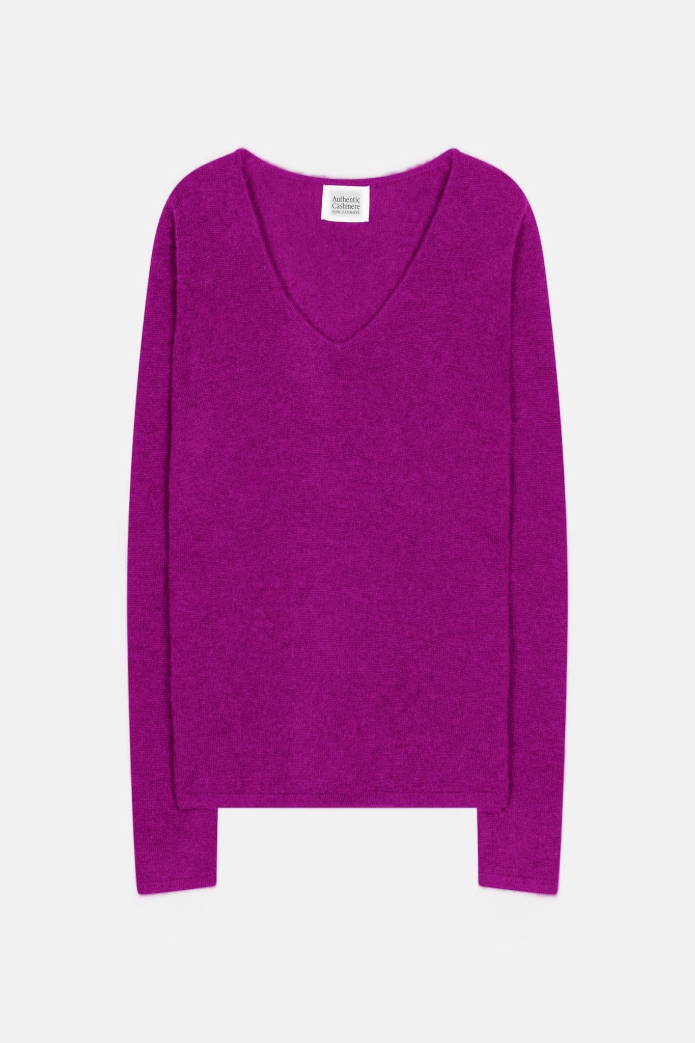 GALISE Pullover mit V-Ausschnitt violett 100% Kaschmir