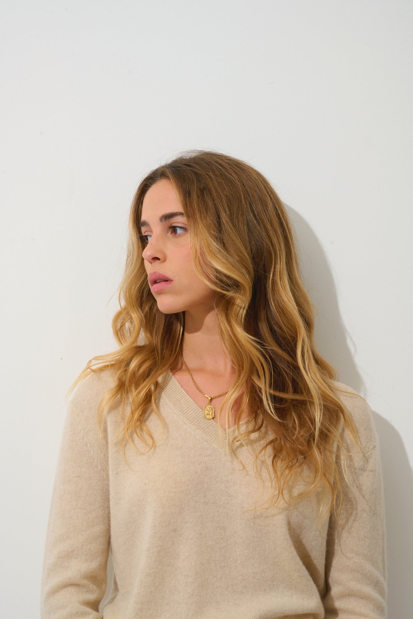 GARDORIA v-neck sweater oats 100% cashmere