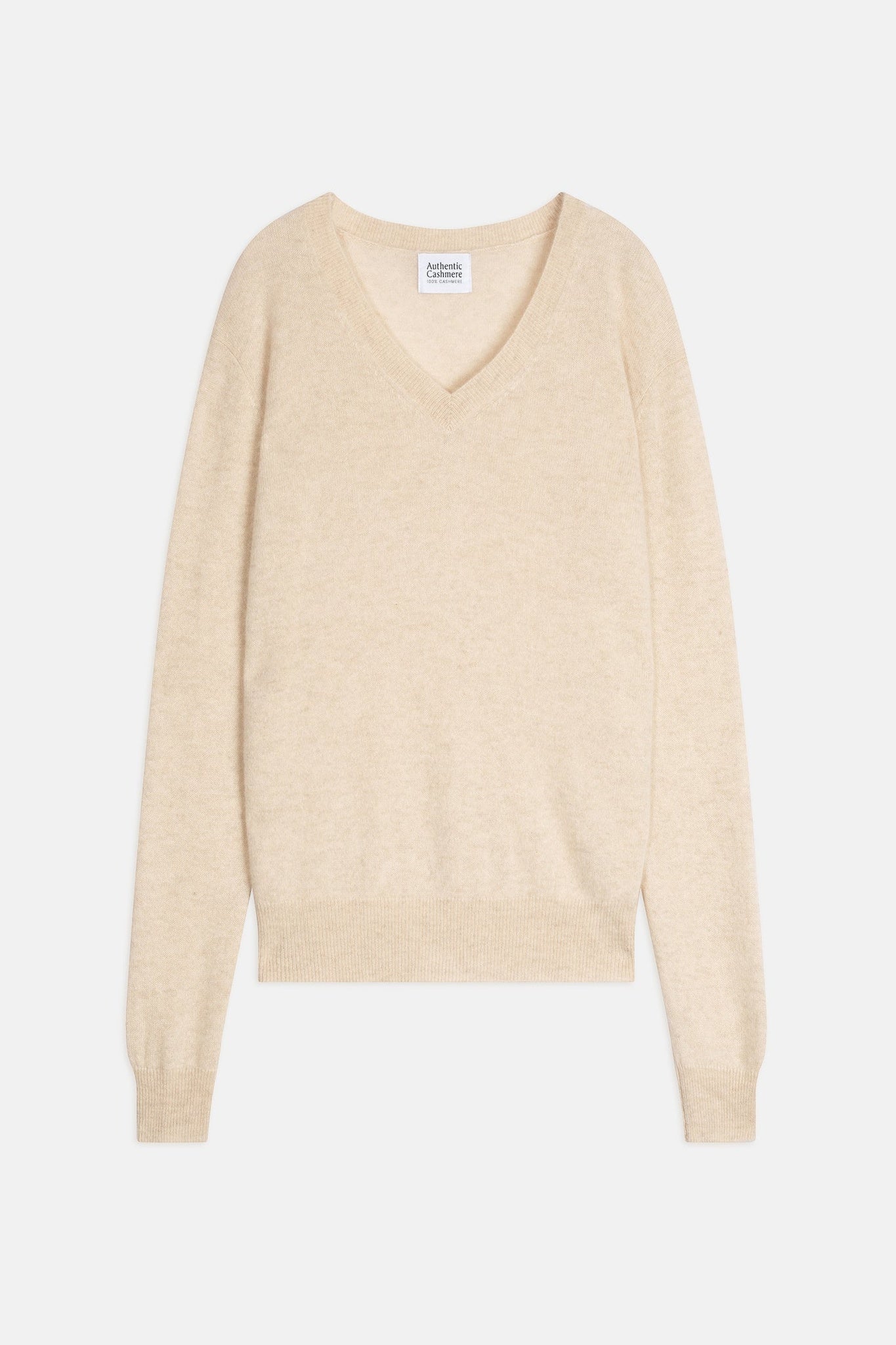 GARDORIA pull col v avoine 100% cachemire