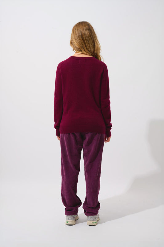 GARDORIA Pullover mit V-Ausschnitt bordeauxrot 100% Kaschmir