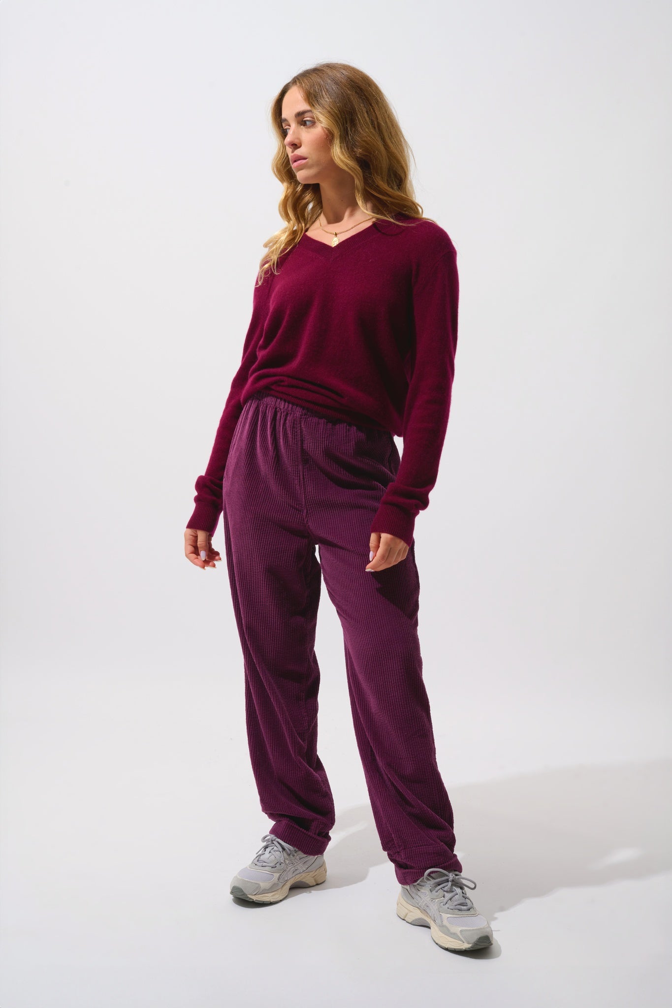 GARDORIA burgundy v-neck sweater 100% cashmere