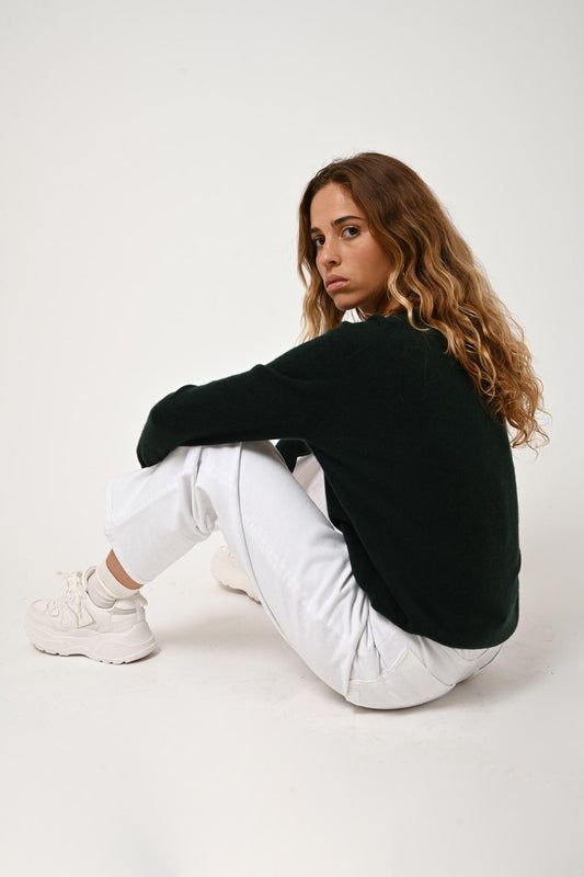 GARDORIA Pullover mit V-Ausschnitt Zypresse 100% Kaschmir