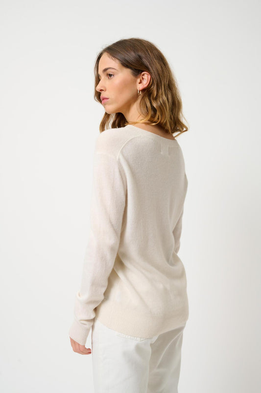 GARDORIA ivory v-neck sweater 100% cashmere