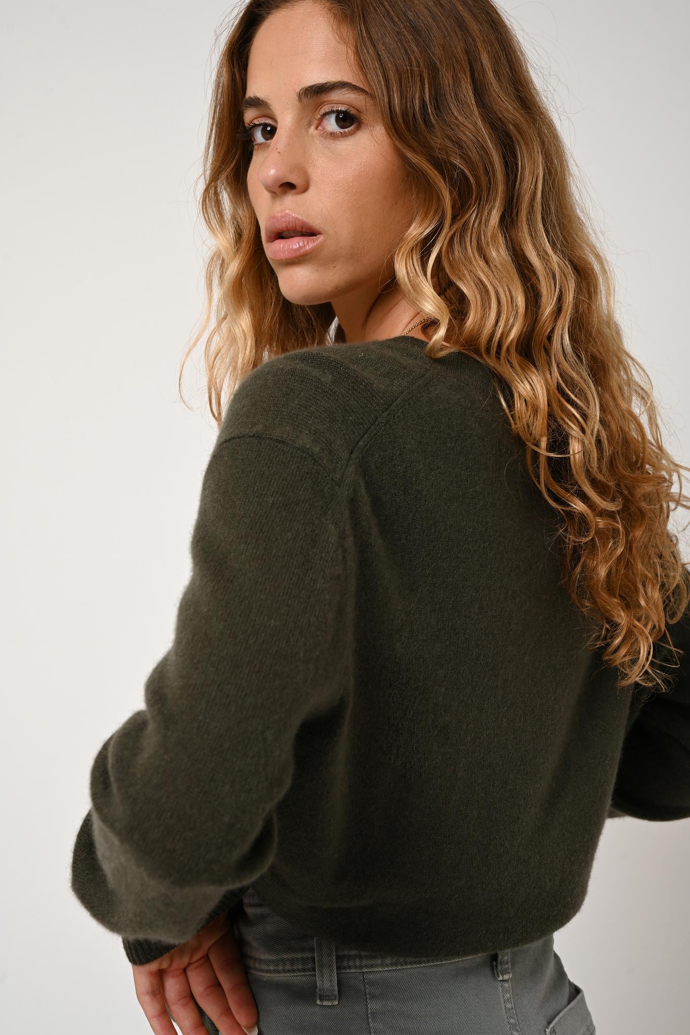 GARDORIA khaki v-neck sweater 100% cashmere