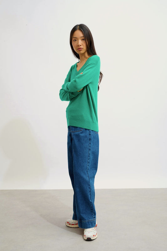 GARDORIA v-neck sweater mint 100% cashmere
