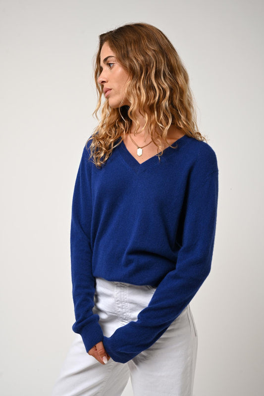 GARDORIA v-neck sweater ultramarine 100% cashmere