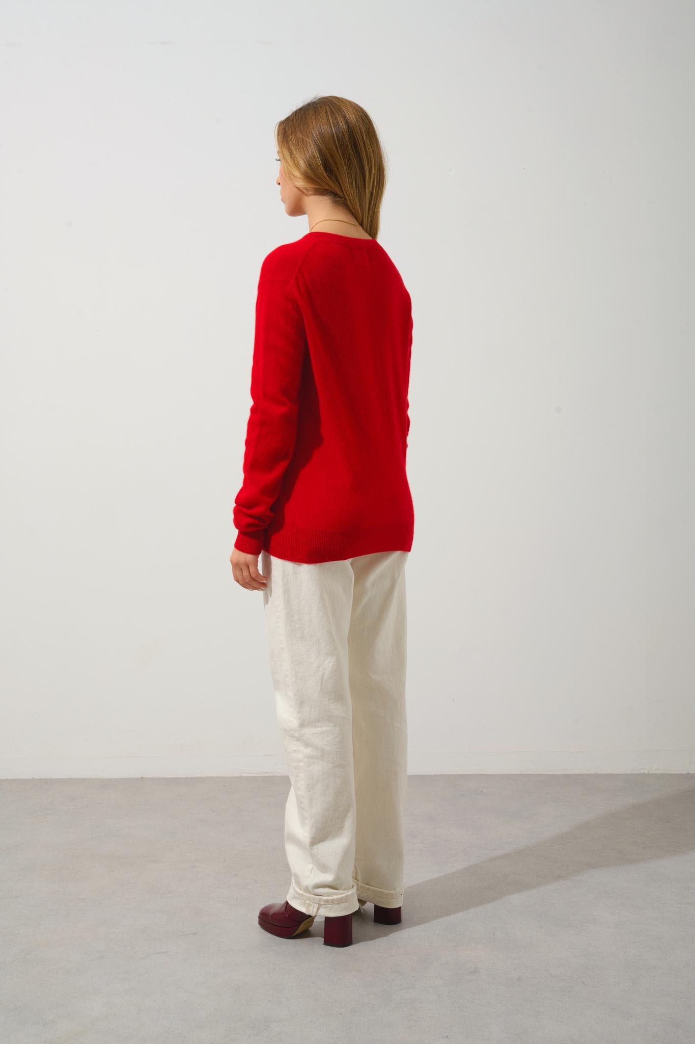 GARDORIA Pullover mit V-Ausschnitt rot 100% Kaschmir