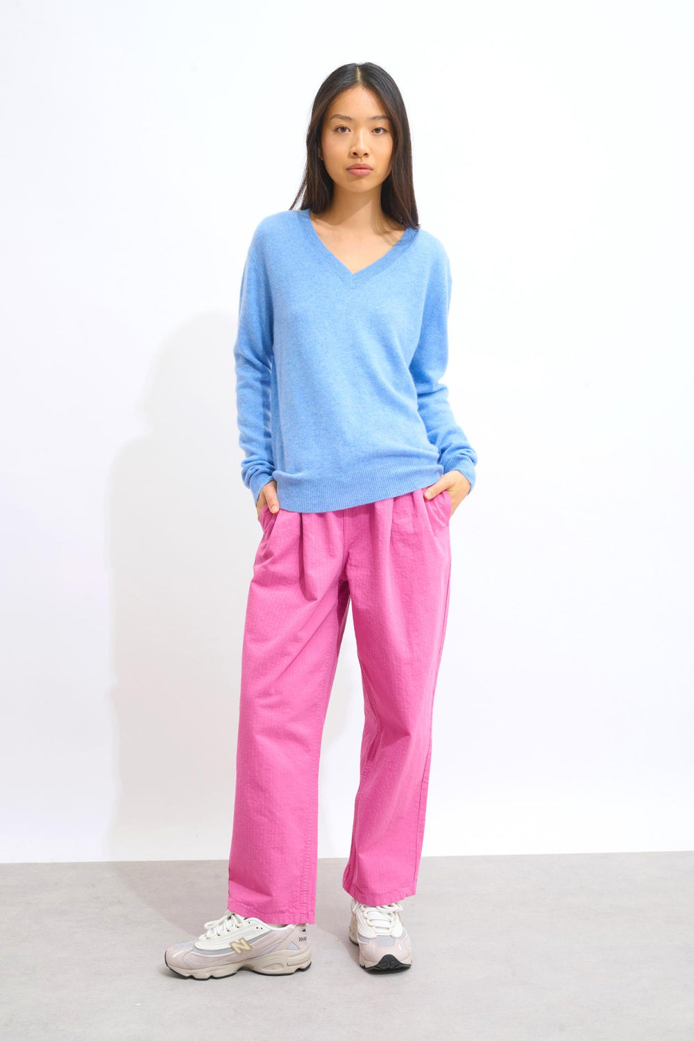 GARDORIA Pullover mit V-Ausschnitt sky 100% Kaschmir