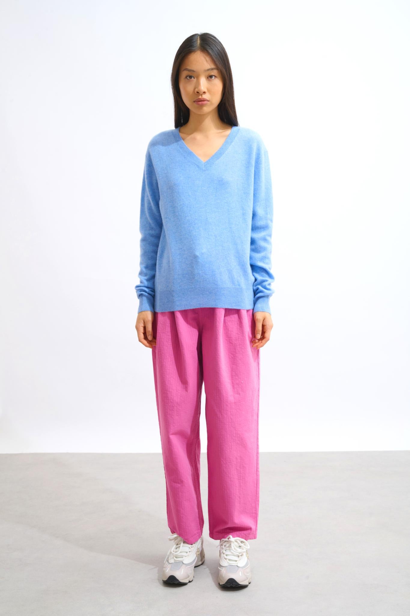 GARDORIA Pullover mit V-Ausschnitt sky 100% Kaschmir