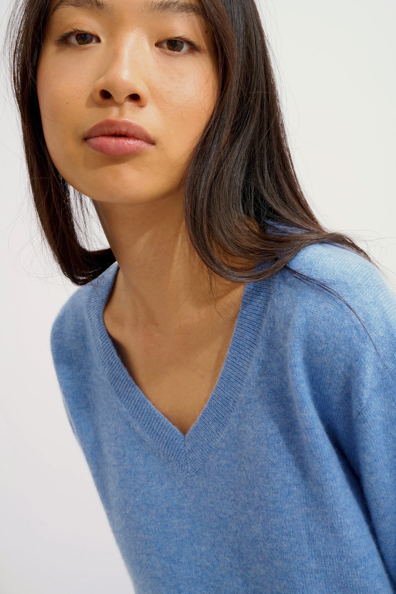 GARDORIA Pullover mit V-Ausschnitt sky 100% Kaschmir