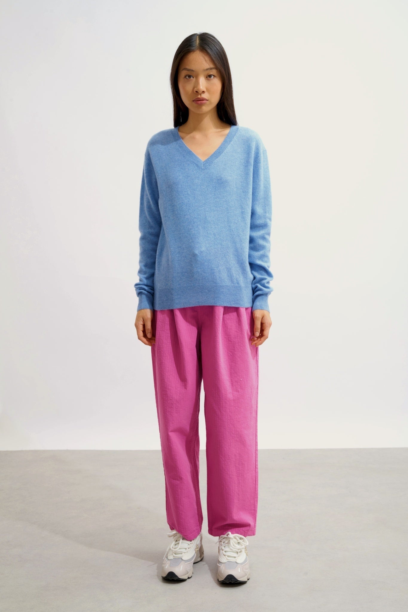 GARDORIA Pullover mit V-Ausschnitt sky 100% Kaschmir