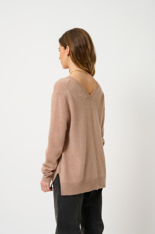 GIEGN v-neck sweater camel mottled 100% cashmere