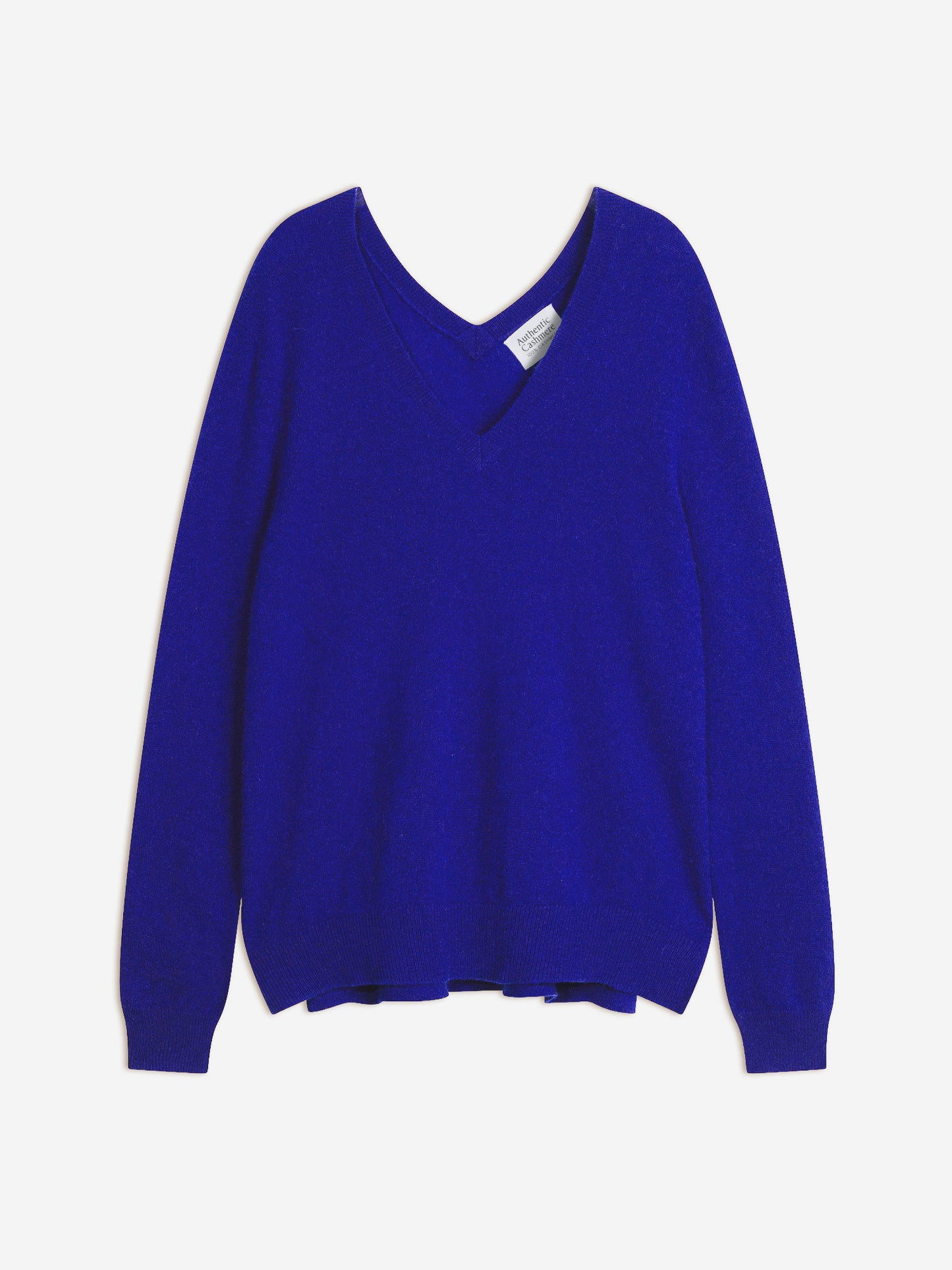 GIEGN Pullover mit V-Ausschnitt vorne und hinten Indigo 100% Kaschmir