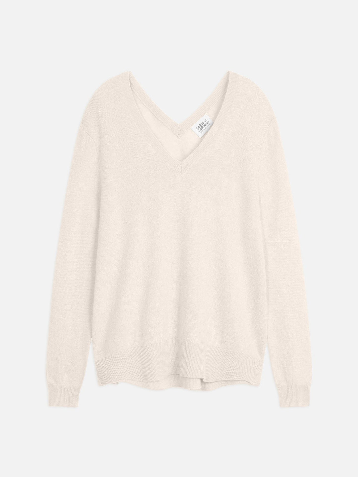 GIEGN pull col v devant et dos ivoire 100% cachemire