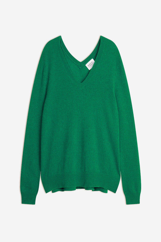 giegn pull col v devant et dos menthe 100% cachemire