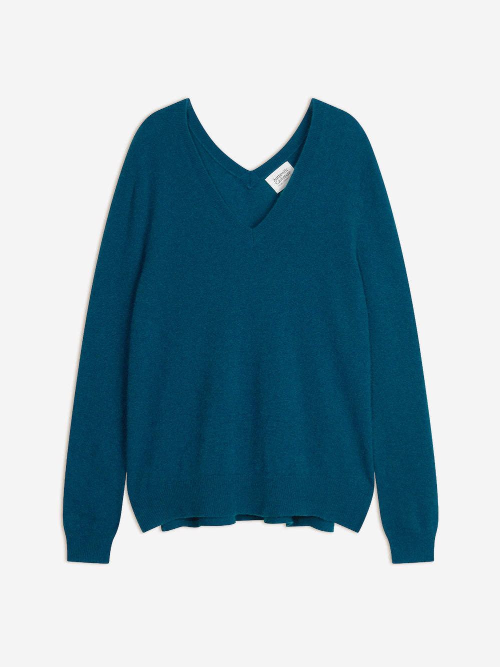 GIEGN Pullover mit V-Ausschnitt vorne und hinten Pfau 100% Kaschmir