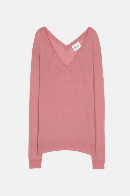 giegn pull col v devant et dos pétale 100% cachemire