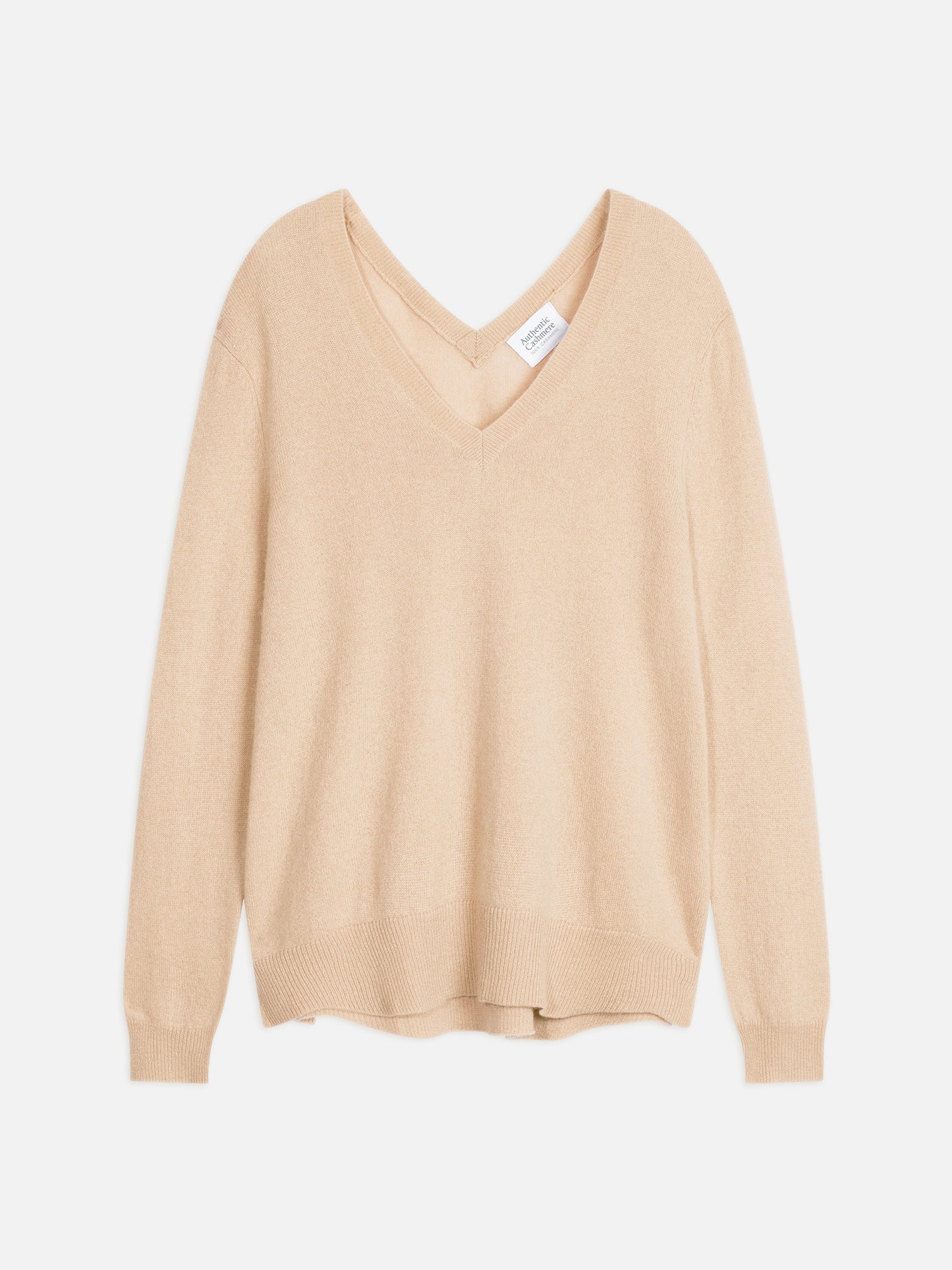 GIEGN v-neck sweater front and back sand 100% cashmere