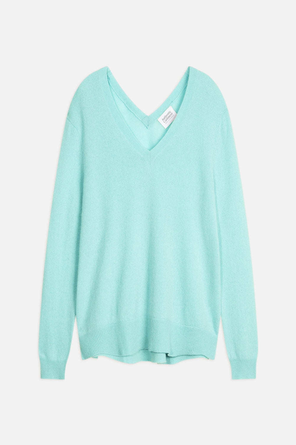 giegn pull col v devant et dos vert opaline 100% cachemire