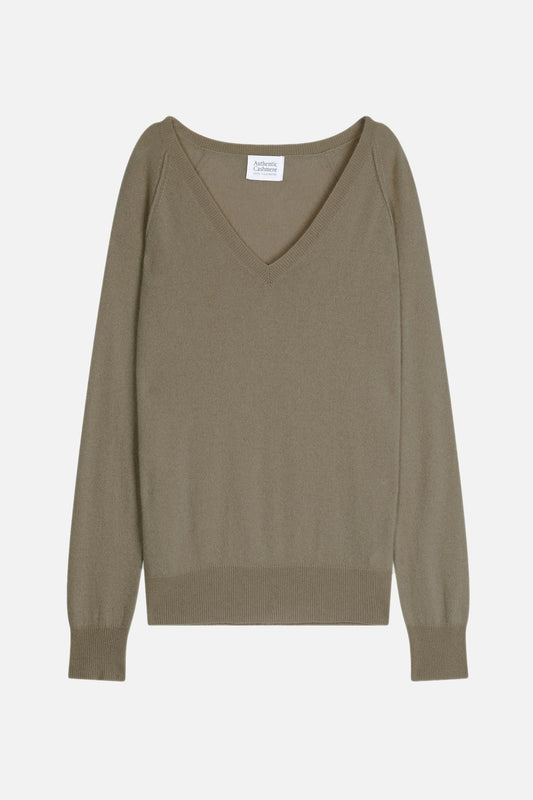 GIUSALET Pullover mit V-Ausschnitt army 100% Kaschmir