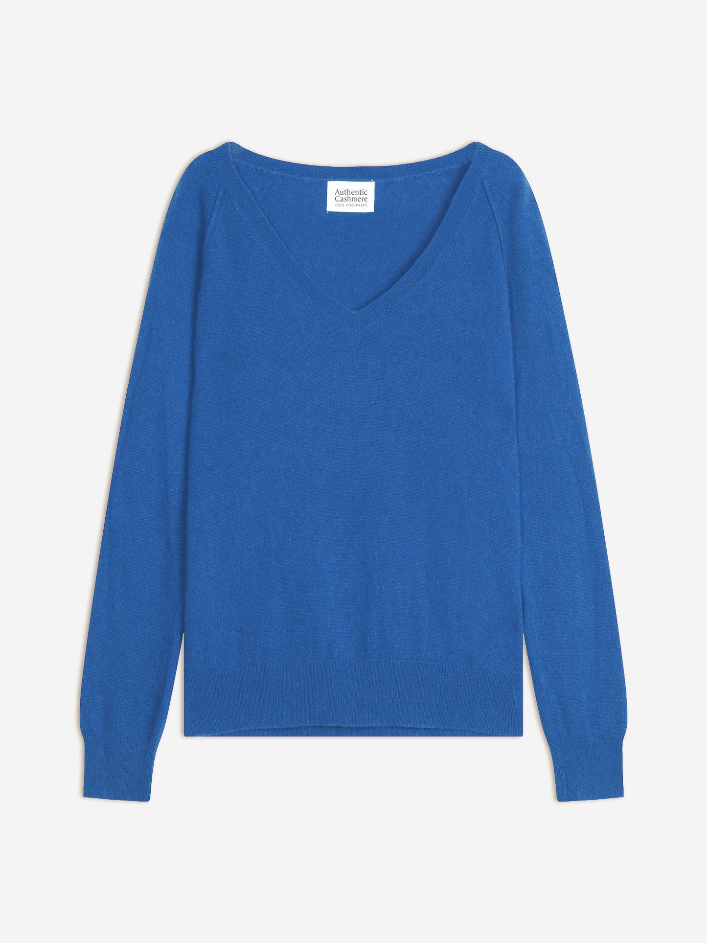 GIUSALET Pullover mit V-Ausschnitt in Elektroblau aus 100% Kaschmir