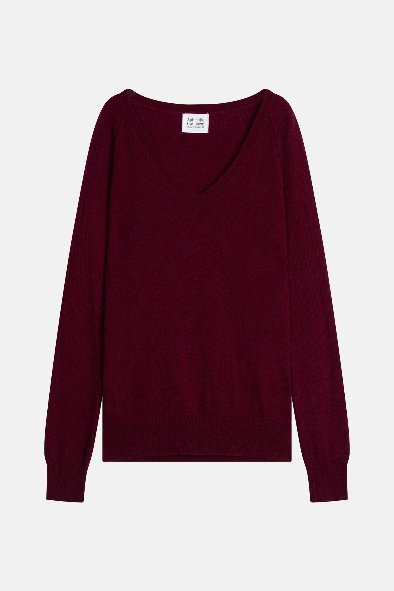 GIUSALET v-neck sweater burgundy 100% cashmere