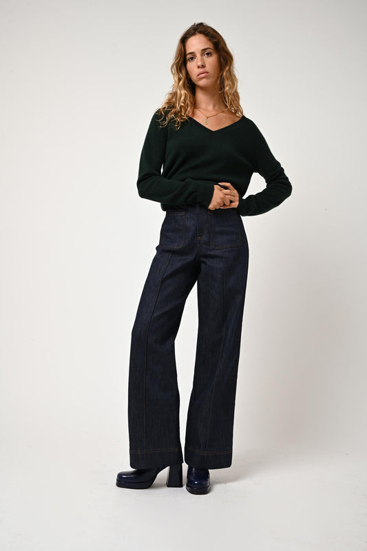 GIUSALET v-neck sweater cypress 100% cashmere