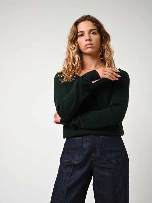 GIUSALET v-neck sweater cypress 100% cashmere