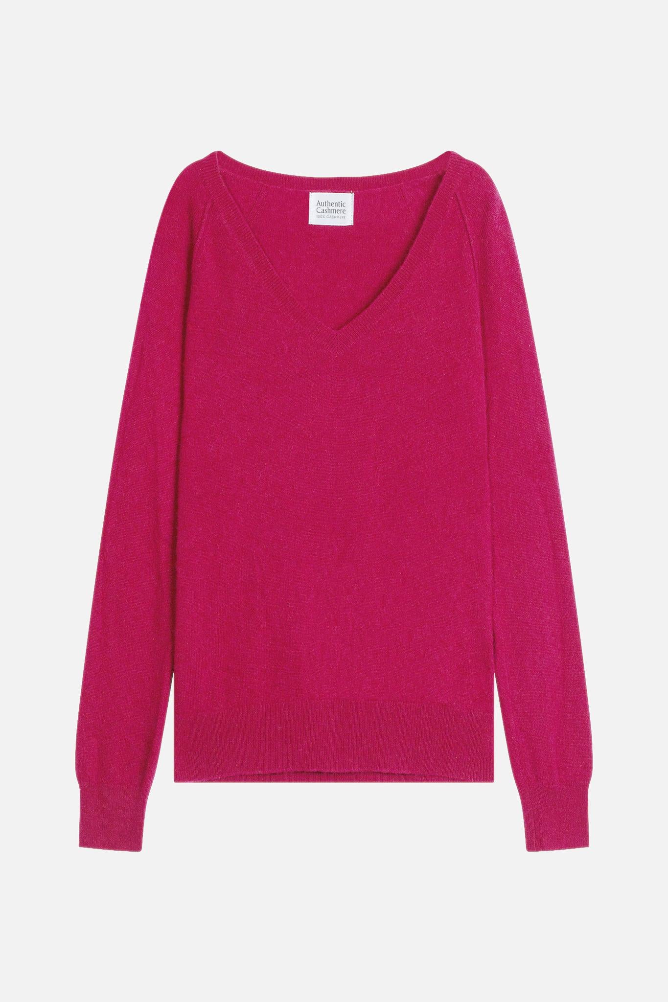 GIUSALET Pullover mit V-Ausschnitt fuchsia 100% Kaschmir