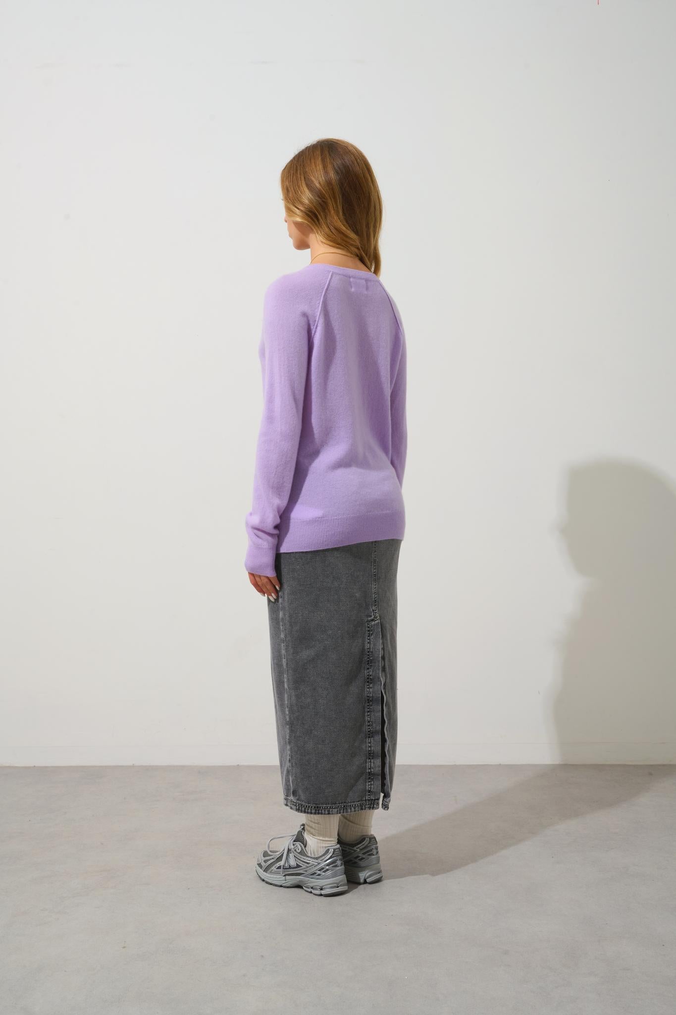 GIUSALET mauve v-neck sweater 100% cashmere