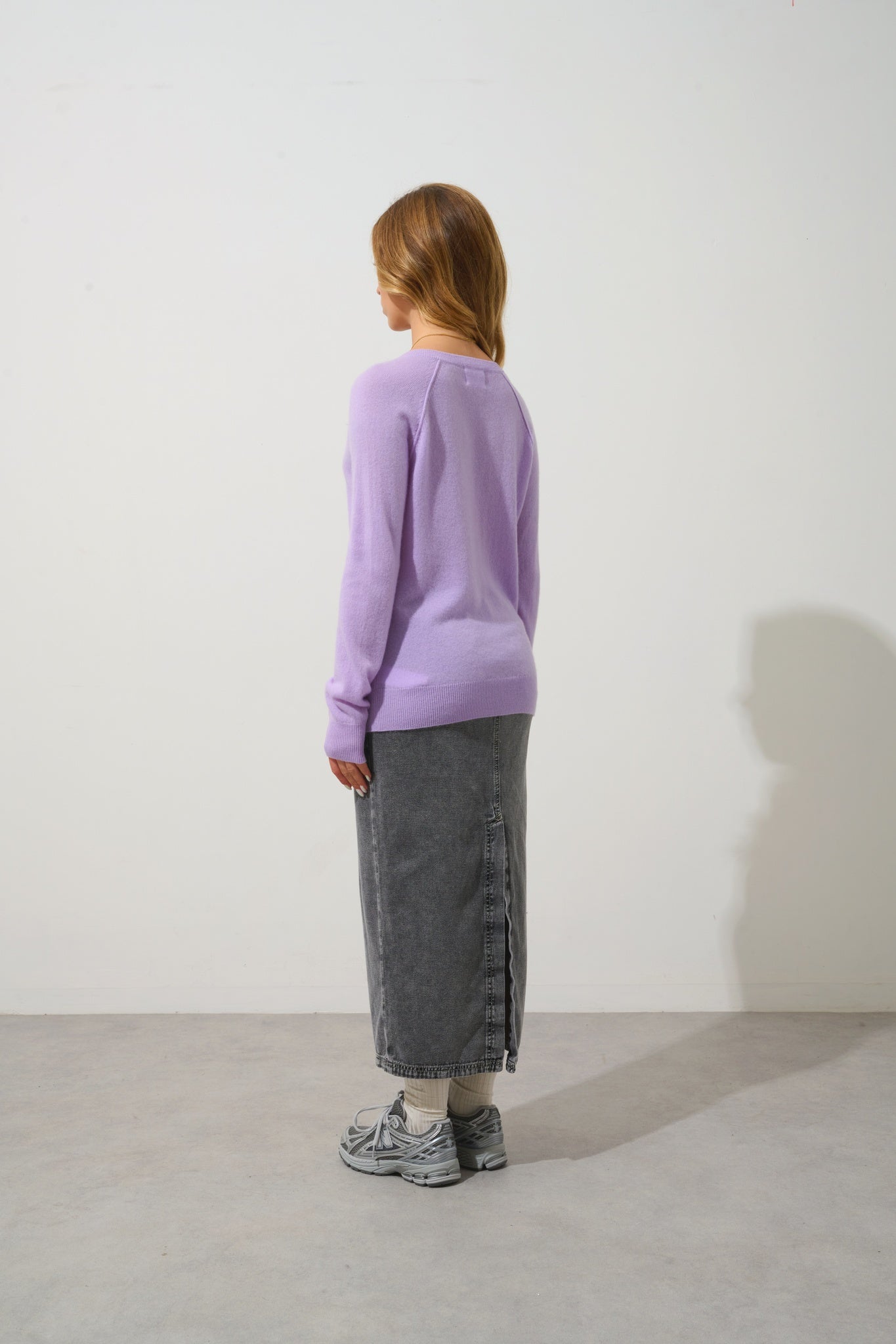 GIUSALET Pullover mit V-Ausschnitt malvenfarben 100% Kaschmir