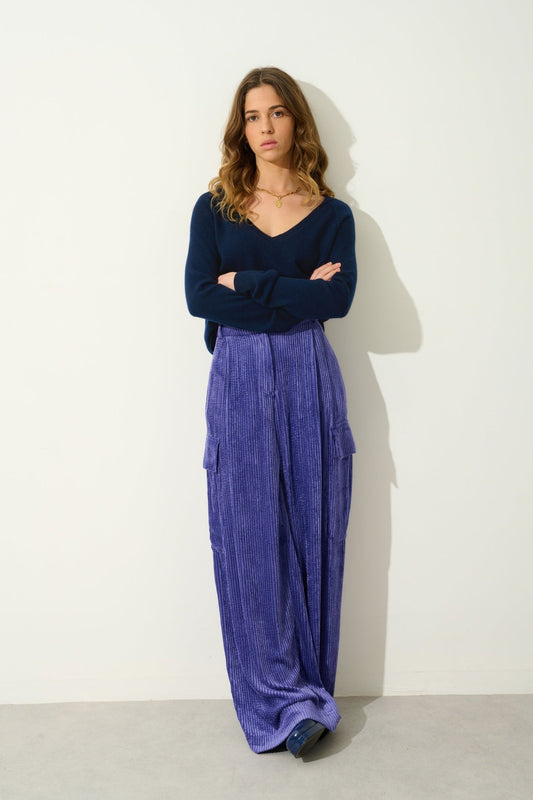 GIUSALET v-neck sweater navy 100% cashmere