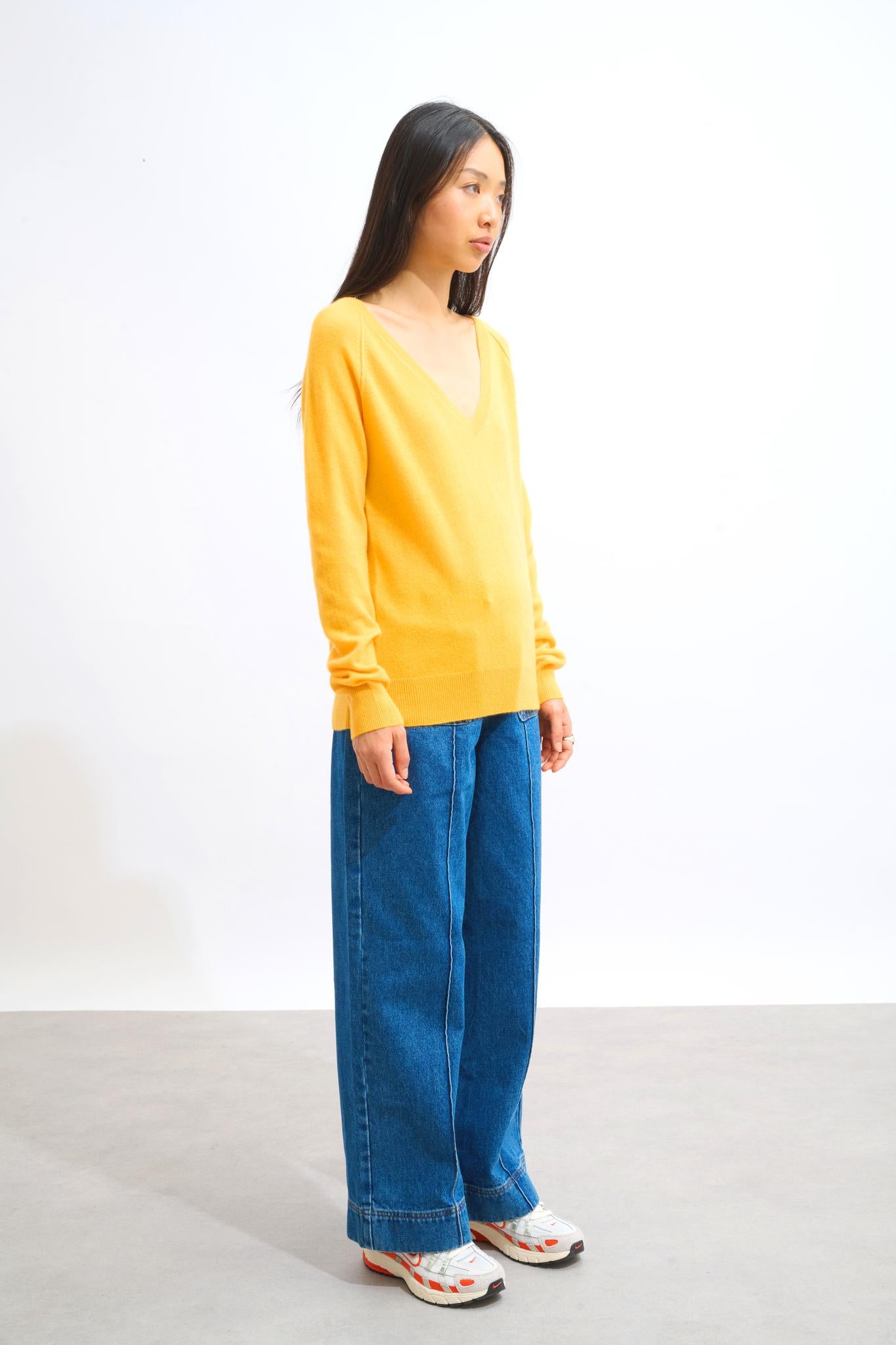 GIUSALET Pullover mit V-Ausschnitt Kleeblatt 100% Kaschmir