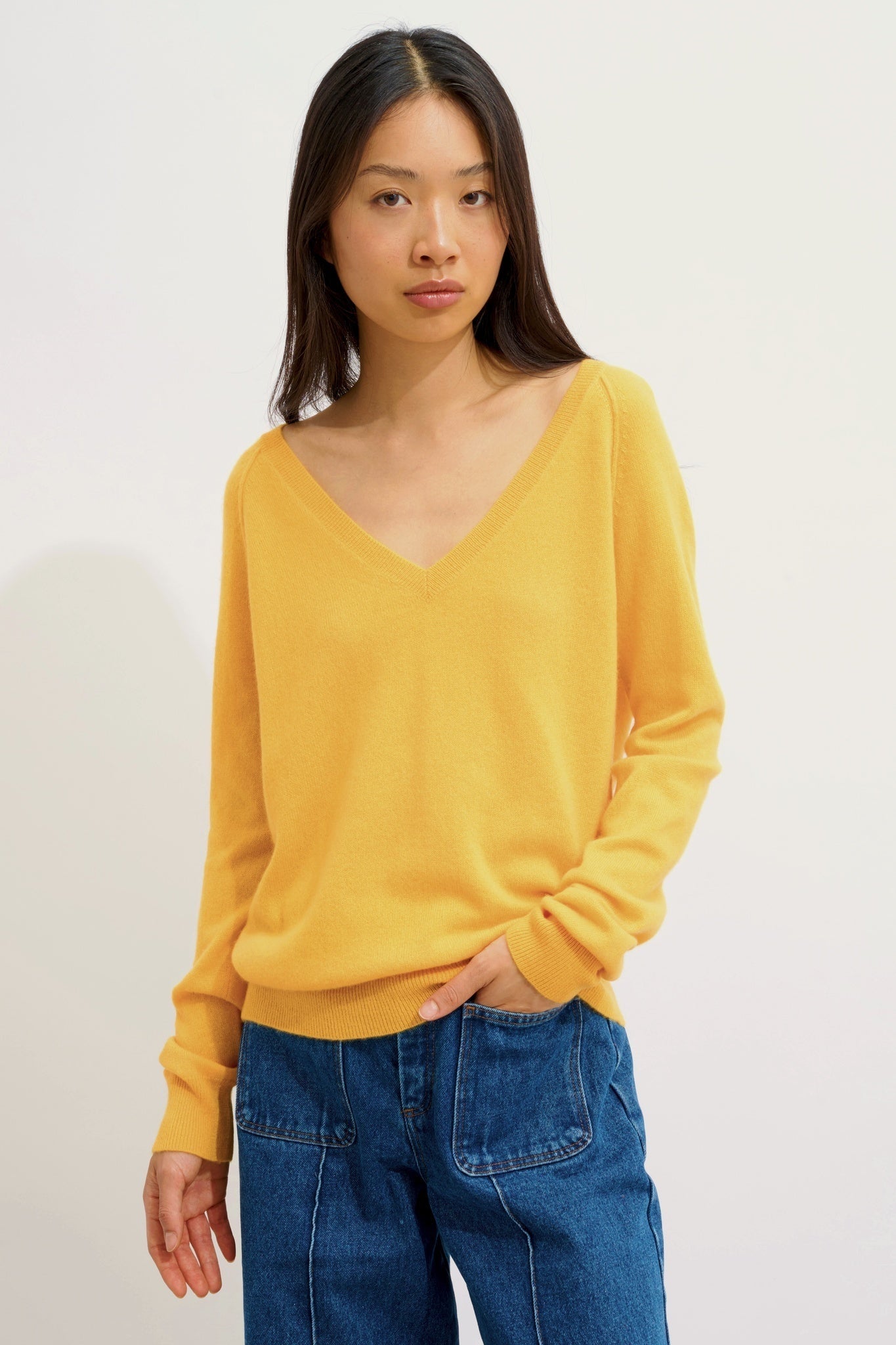 GIUSALET Pullover mit V-Ausschnitt Kleeblatt 100% Kaschmir