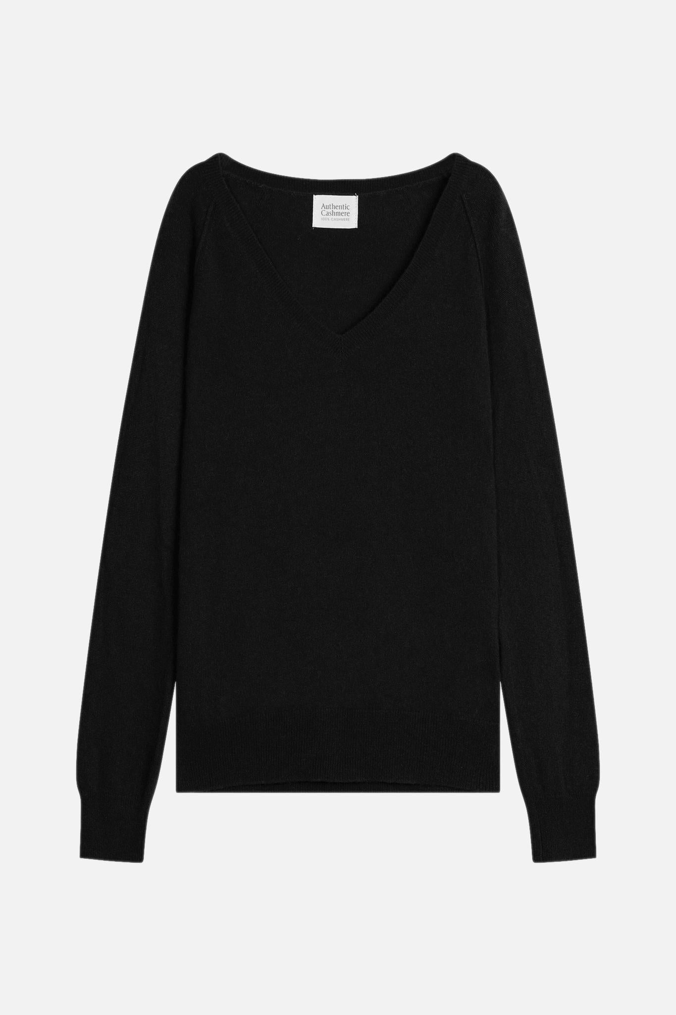 GIUSALET pull col v noir 100% cachemire