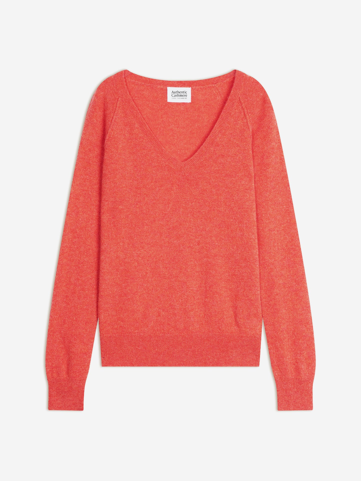 GIUSALET pull col v orange chiné 100% cachemire