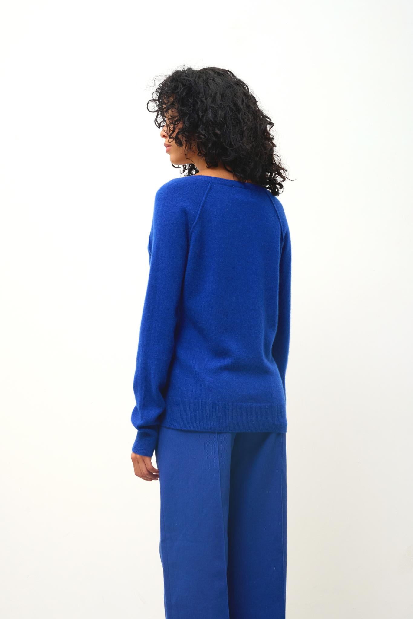 GIUSALET pull col v outremer 100% cachemire