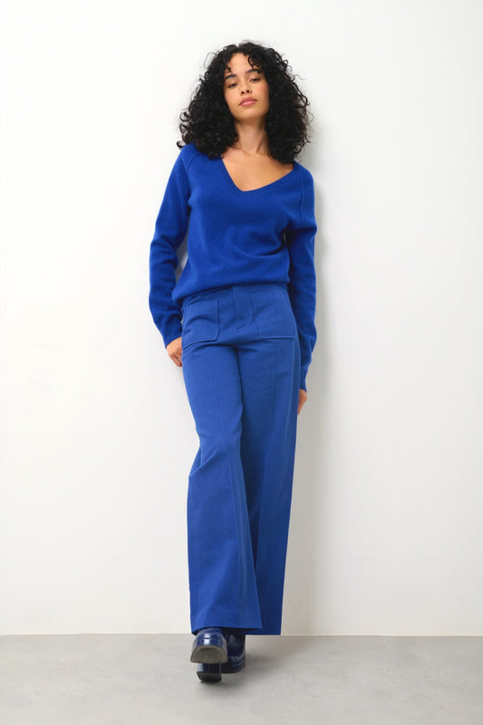 GIUSALET v-neck sweater ultramarine 100% cashmere