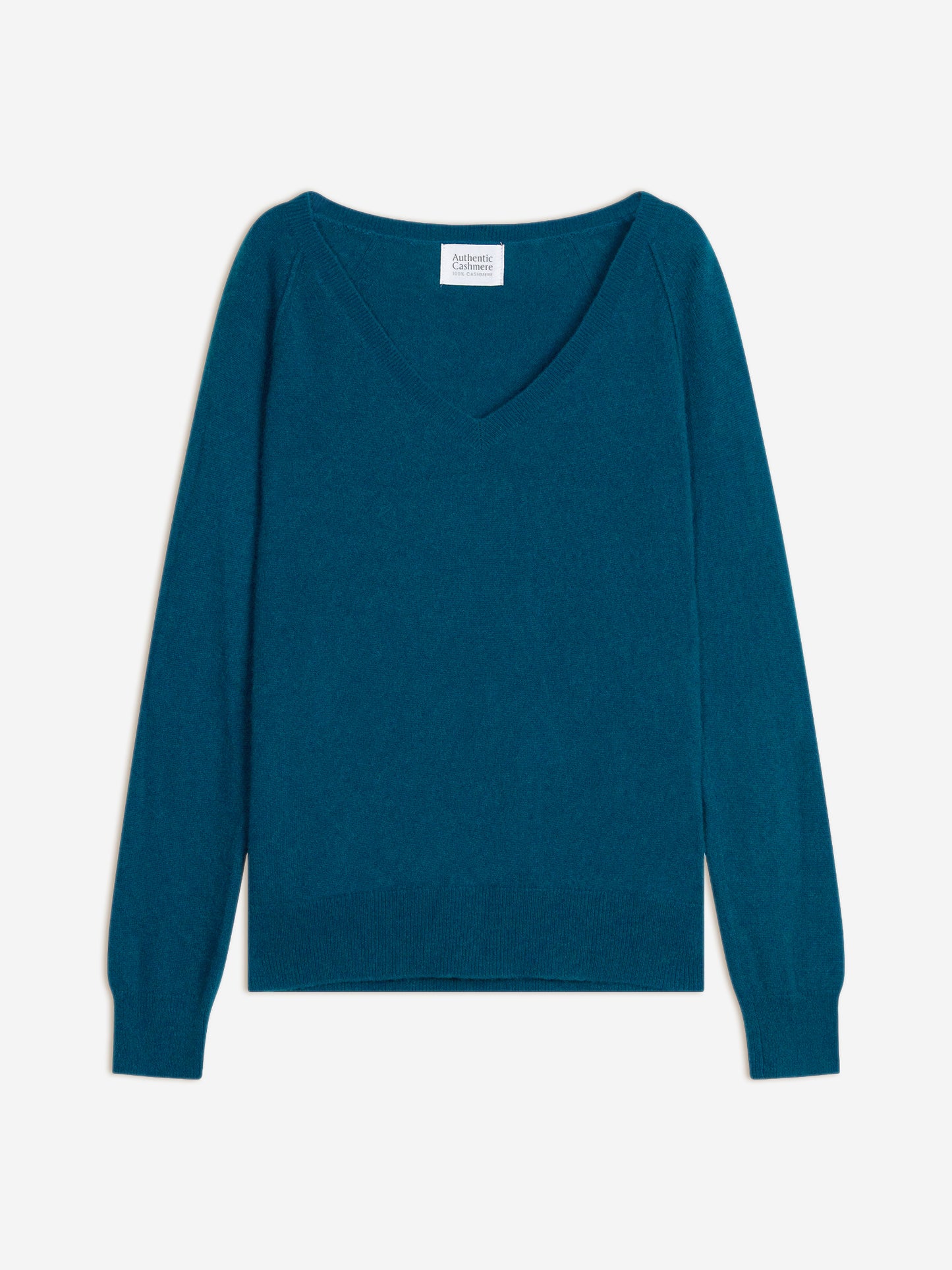 GIUSALET Pullover mit V-Ausschnitt Pfau 100% Kaschmir