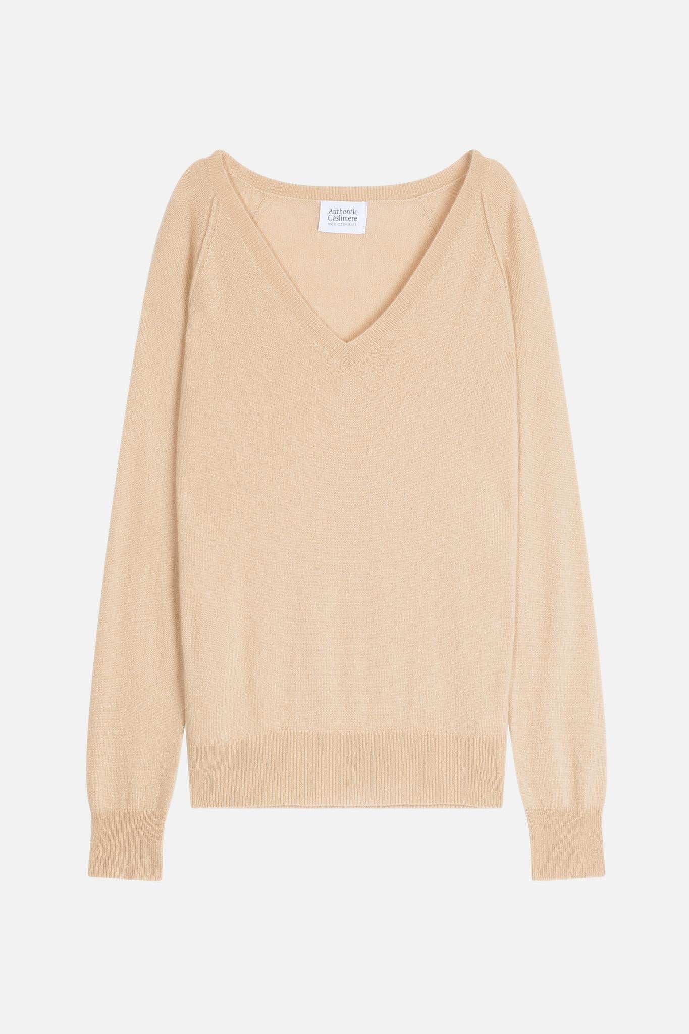 GIUSALET v-neck sweater sand 100% cashmere