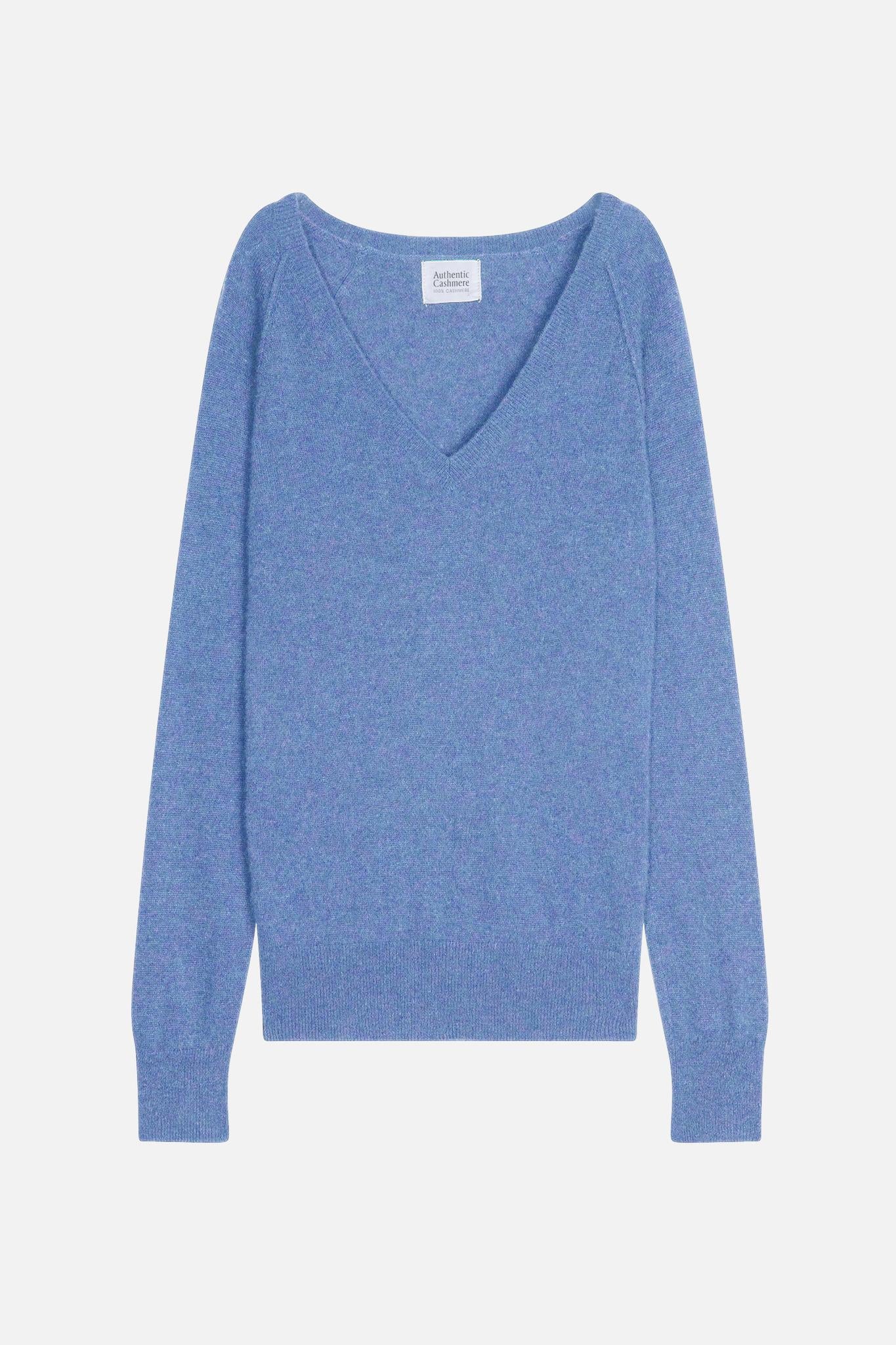 GIUSALET v-neck sweater sky 100% cashmere