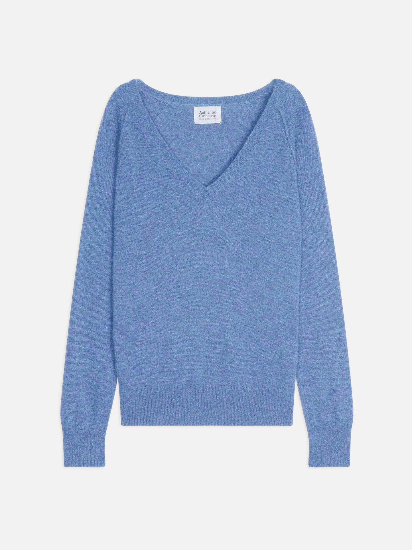 GIUSALET Himmelblauer Pullover mit V-Ausschnitt, 100 % Kaschmir