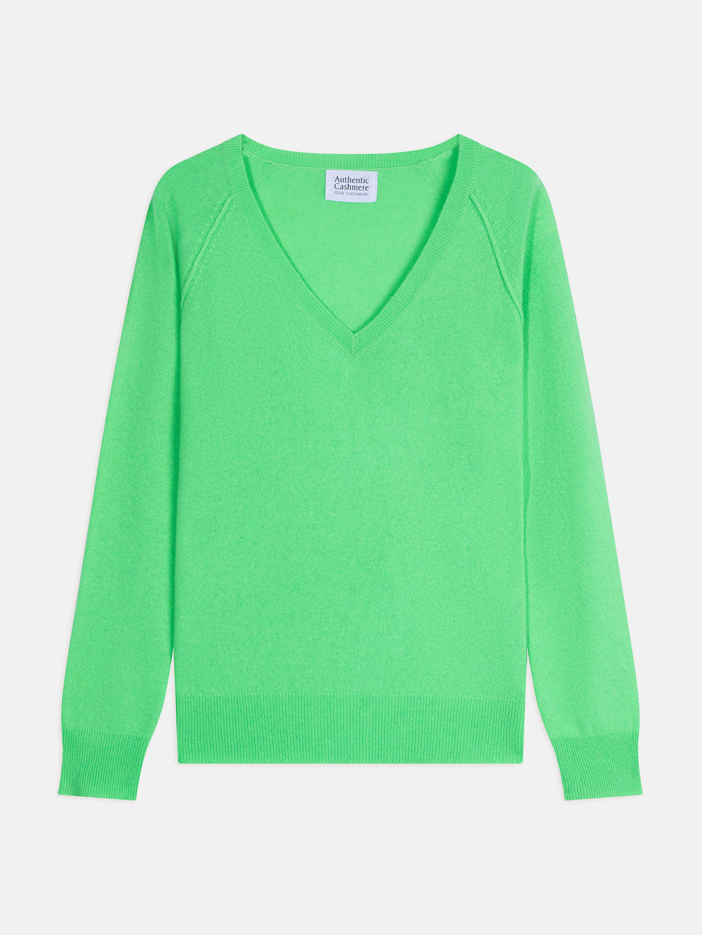 GIUSALET pull col v vert fluo 100% cachemire